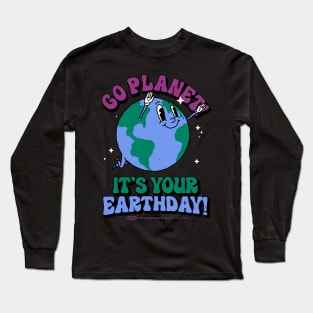 Go Planet It's Your Earth Day Retro Mascot Cute Earth Day Long Sleeve T-Shirt